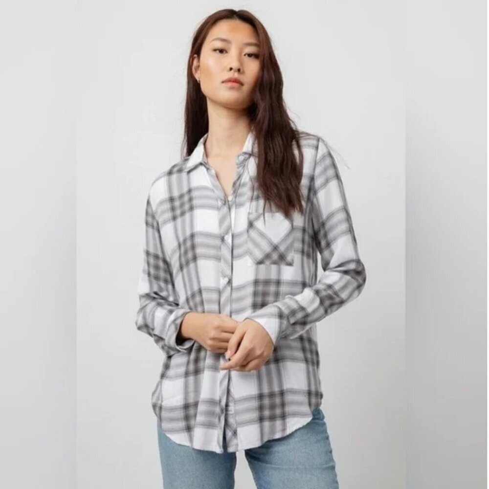 Rails Hunter Button Down Plaid Flannel White Ash Mint